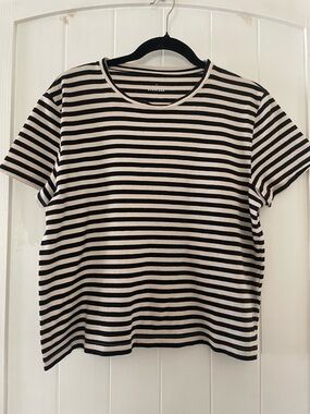Women’s Everlane Black & White Striped Short Sleeve Tee size M Cotton
